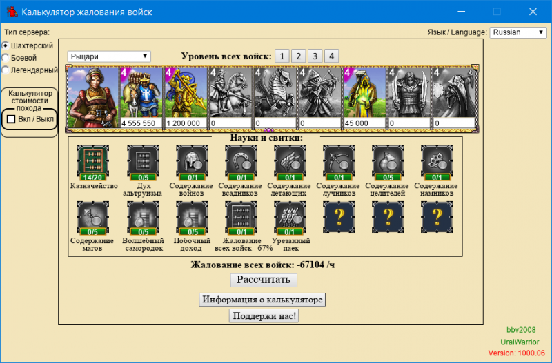 Рассчет жалования войск